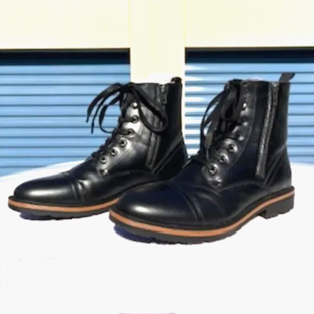 Size: 11 1/2 Captain Chrome Leather Boots Leather Unlisted- Black Thursday . New